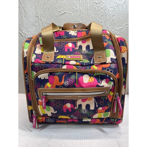 Lily Bloom Rolling Weekender Bag Carry On Luggage Elephant Rain 20x10x13 - Picture 1 of 12